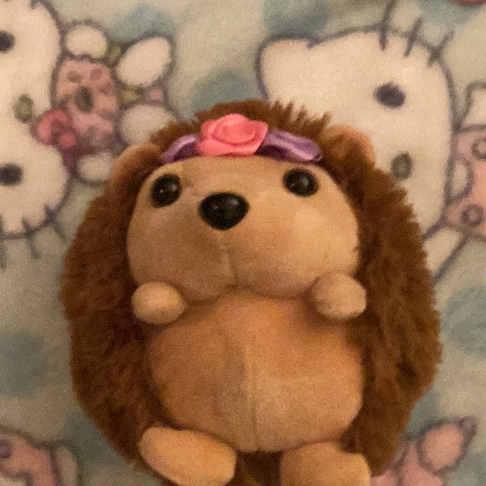 Cute Plush Hedgehog Toy with Flower Headband
